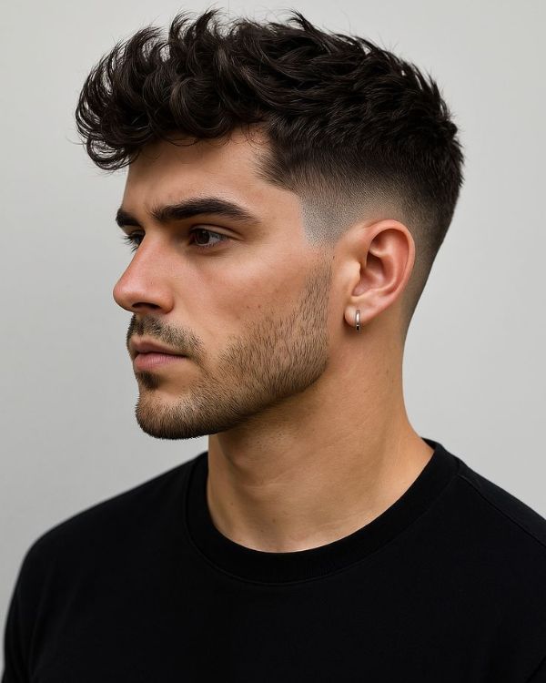 Messy Quiff with Taper Fade