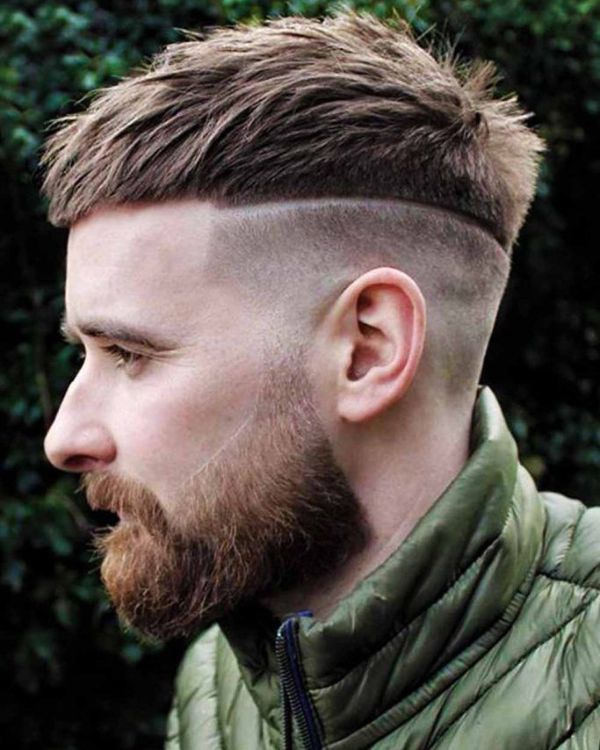 Short French Crop with Disconnected High Fade and Shaved Line