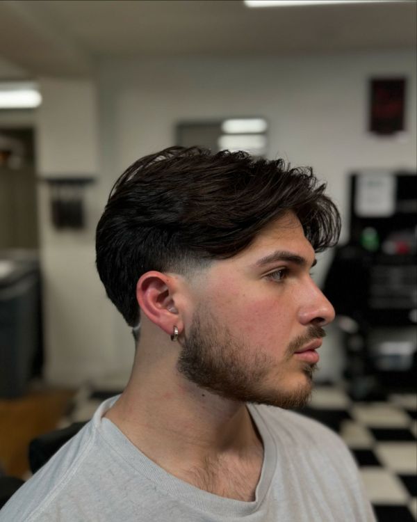 Short Textured Middle Part with Low Fade