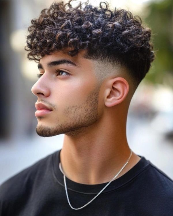 Textured Short Curls With Fade