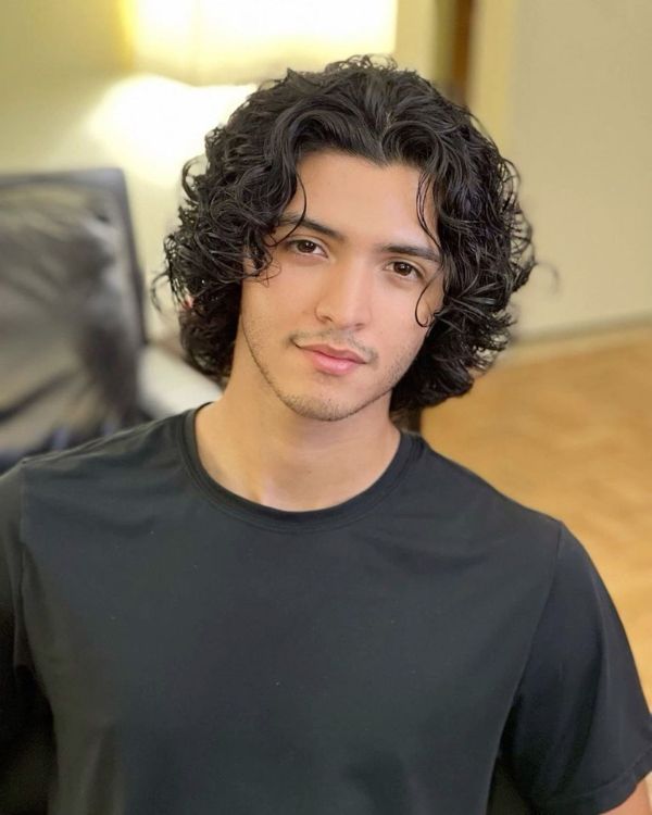 Long Curly Middle Part