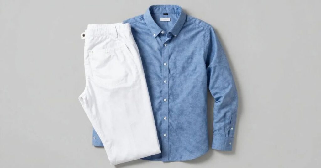 Blue Shirt With White Pants