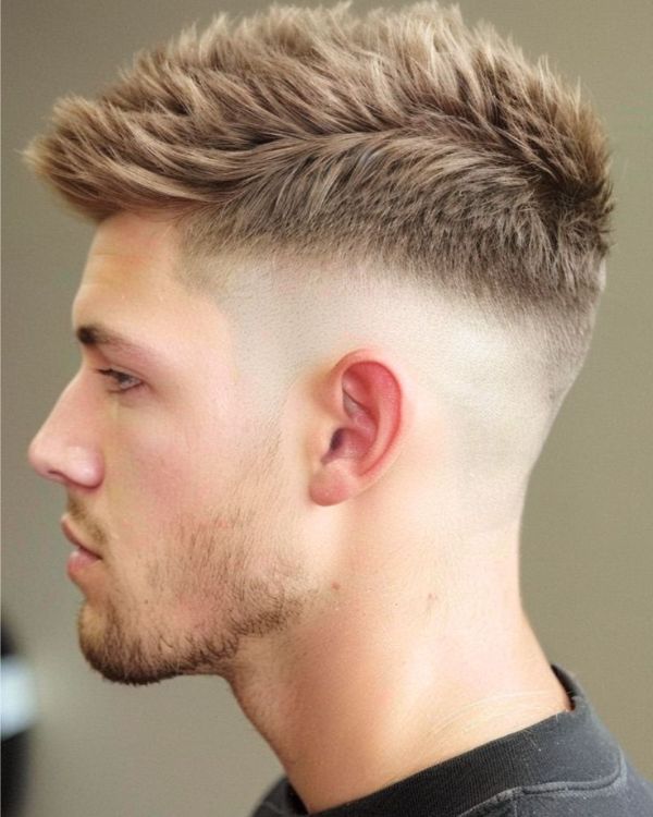 Long Layered Crew Cut with High Taper Fade