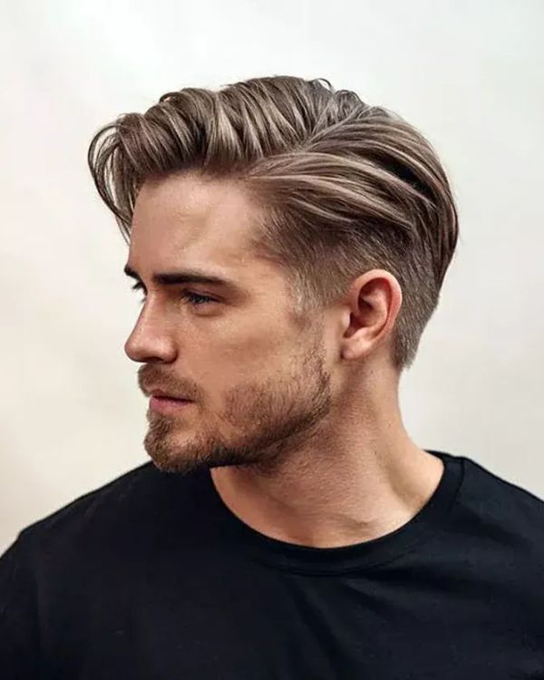 Messy Layered Comb Over with Tapered Sides