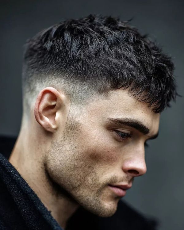 Short Brush Forward with High Skin Fade