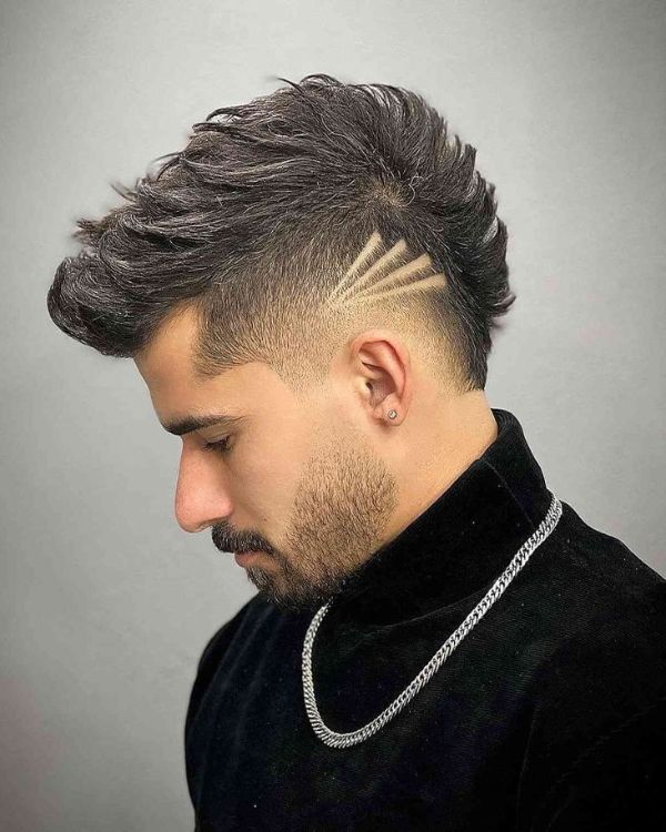 Textured Faux Hawk with Low Burst Fade