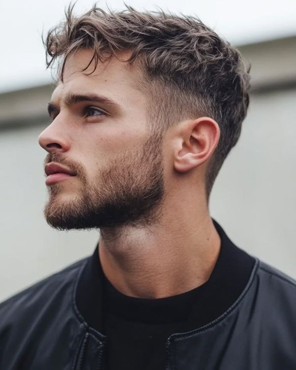 Handsome Short Tousled Style with Low Taper Fade
