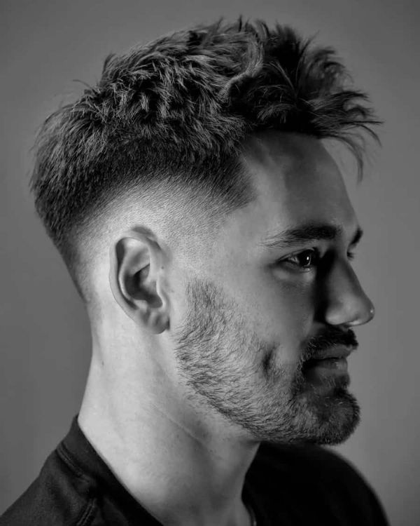 Messy Short Spiky Hair Fade with Beard