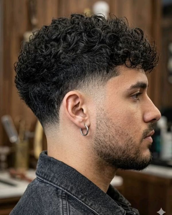 Tousled Curly Hair Fade