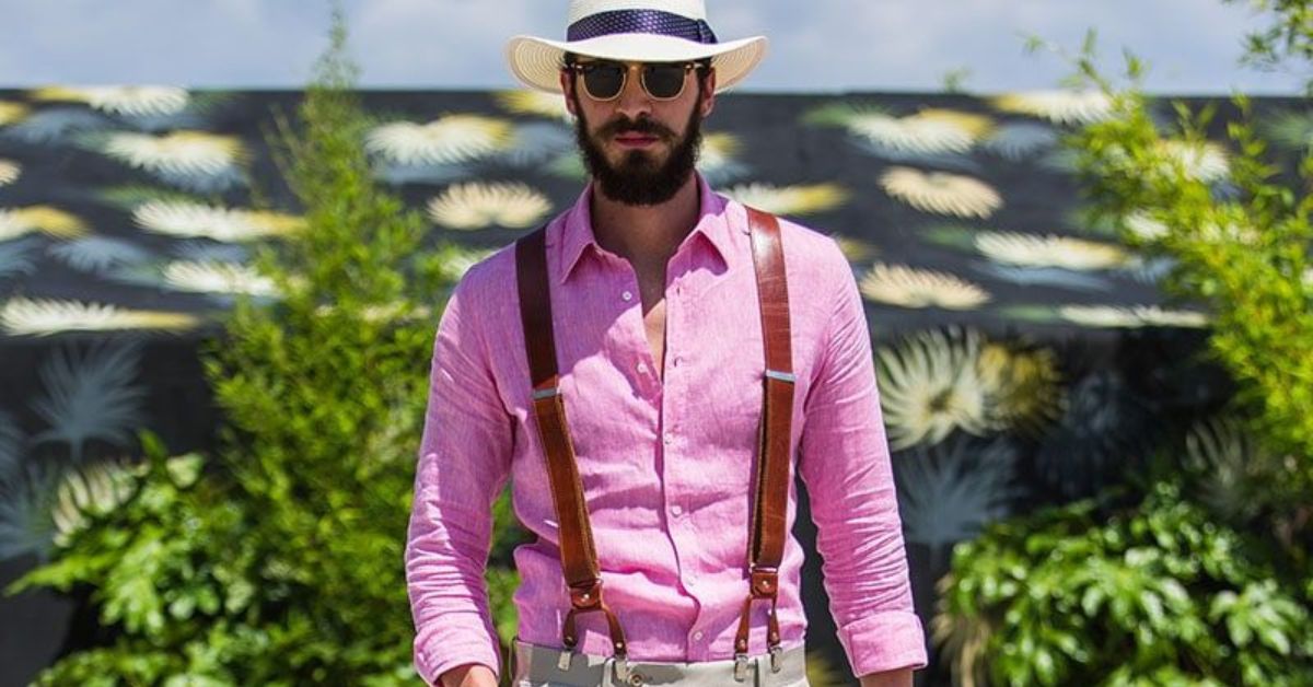men wearing pink shirt